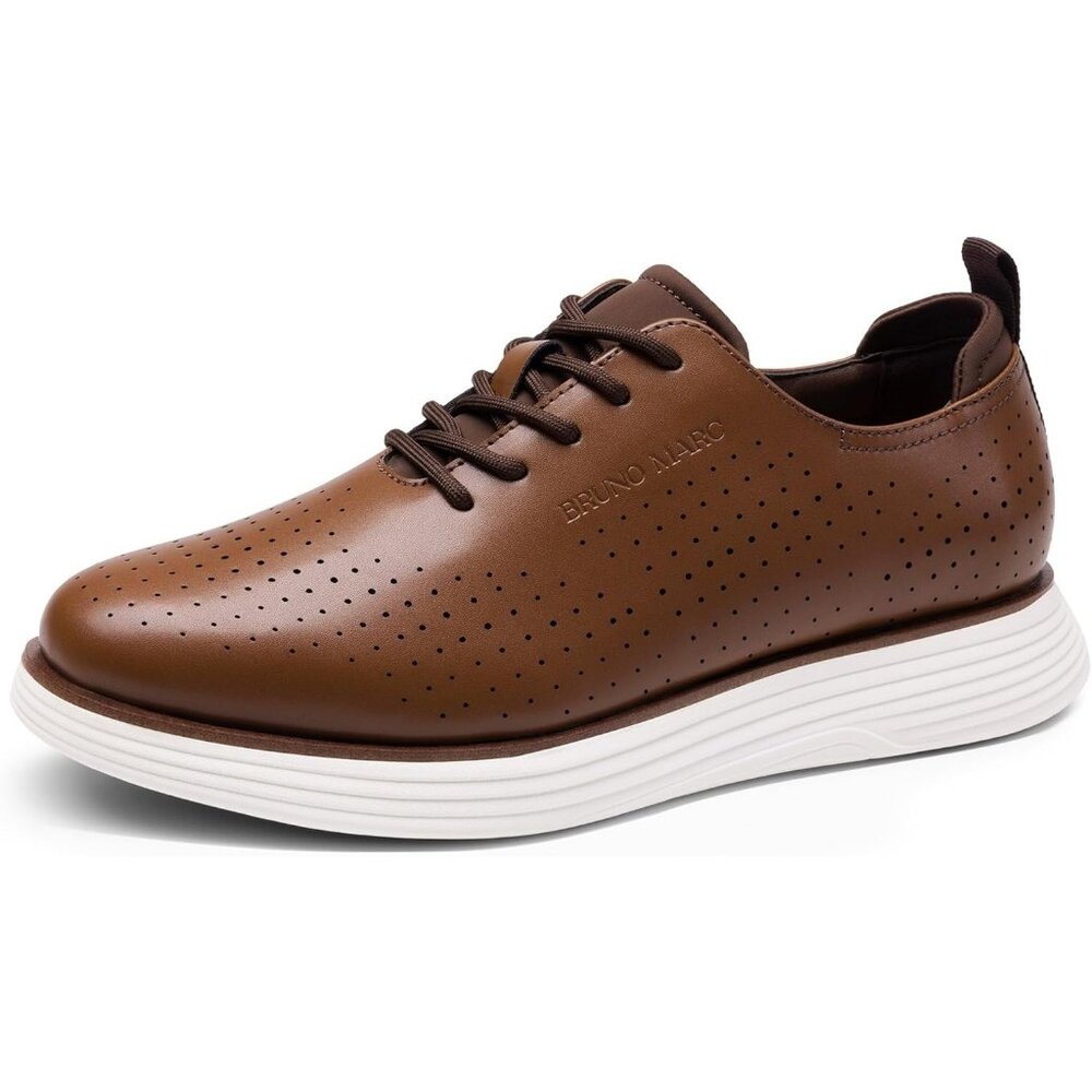 ⚡ Men's Brown White Max Flex Fashion Dress Sneakers Oxfords Classic Casual Shoes